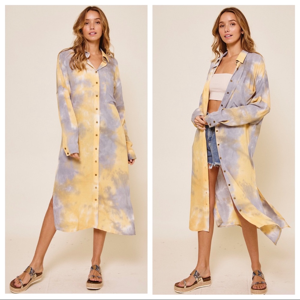 Most Fabulous Tie Dye Style Long Sleeve Shirt Dress